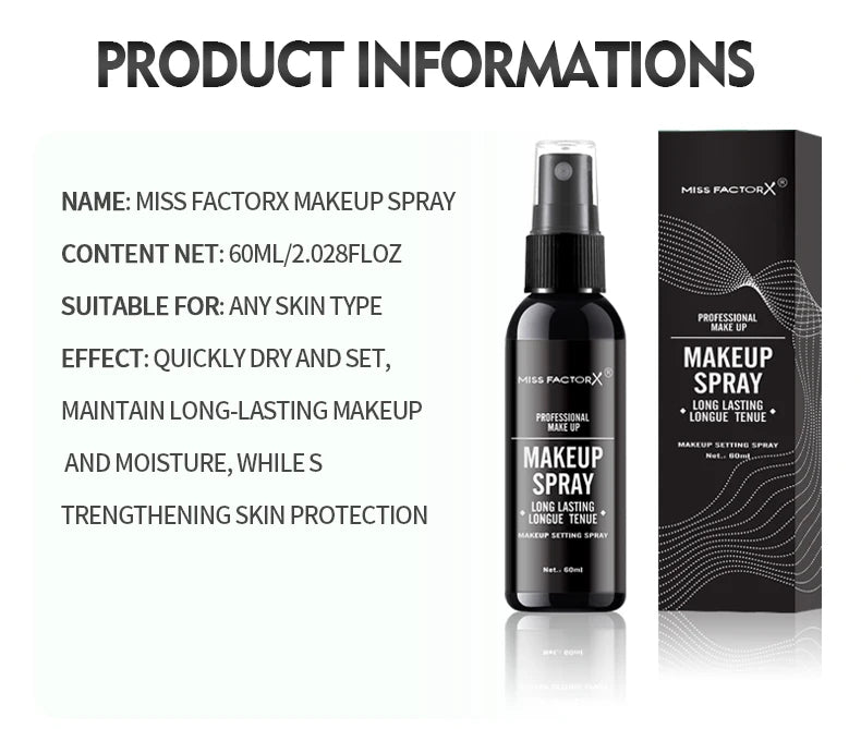Spray professionale per il trucco del viso duraturo da 60 ml, impermeabile, anti-sudore, controllo dell'olio, formula per tintura anti-halo, trucco opaco