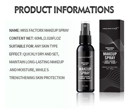 Spray professionale per il trucco del viso duraturo da 60 ml, impermeabile, anti-sudore, controllo dell'olio, formula per tintura anti-halo, trucco opaco