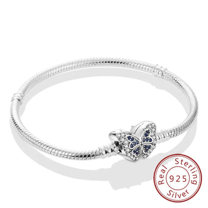 Bracciale originale in argento sterling 925 con ciondoli 17-20CM Bracciale con zirconi a forma di cuore d'amore per le donne Regali di gioielli con ciondoli fai da te