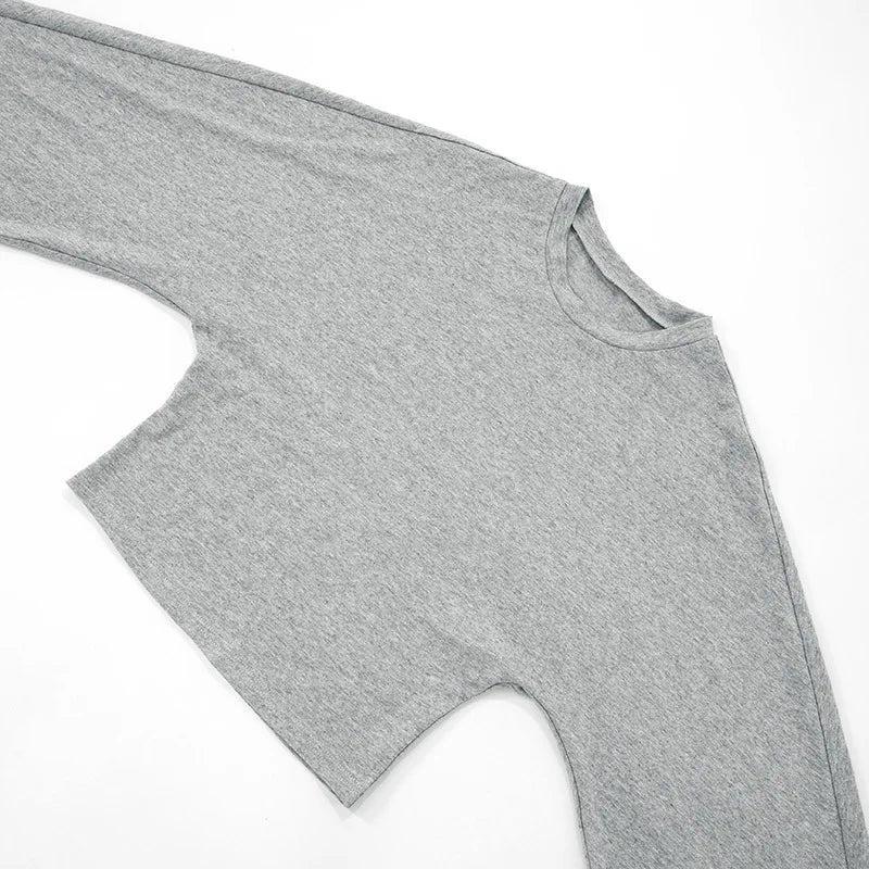 T-shirt skinny da donna a maniche lunghe con scollo a O Top corto monocromatico Casual Y2K Streetwear Moda Pullover Abito estivo