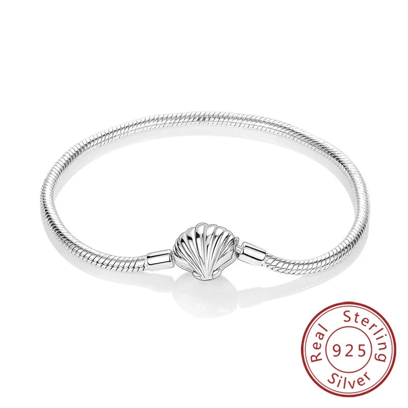 Bracciale originale in argento sterling 925 con ciondoli 17-20CM Bracciale con zirconi a forma di cuore d'amore per le donne Regali di gioielli con ciondoli fai da te