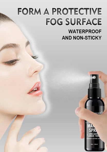 Spray professionale per il trucco del viso duraturo da 60 ml, impermeabile, anti-sudore, controllo dell'olio, formula per tintura anti-halo, trucco opaco