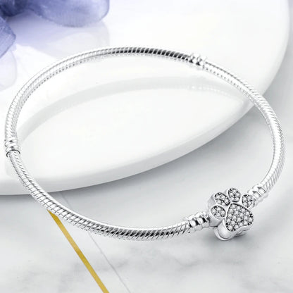 Bracciale originale in argento sterling 925 con ciondoli 17-20CM Bracciale con zirconi a forma di cuore d'amore per le donne Regali di gioielli con ciondoli fai da te