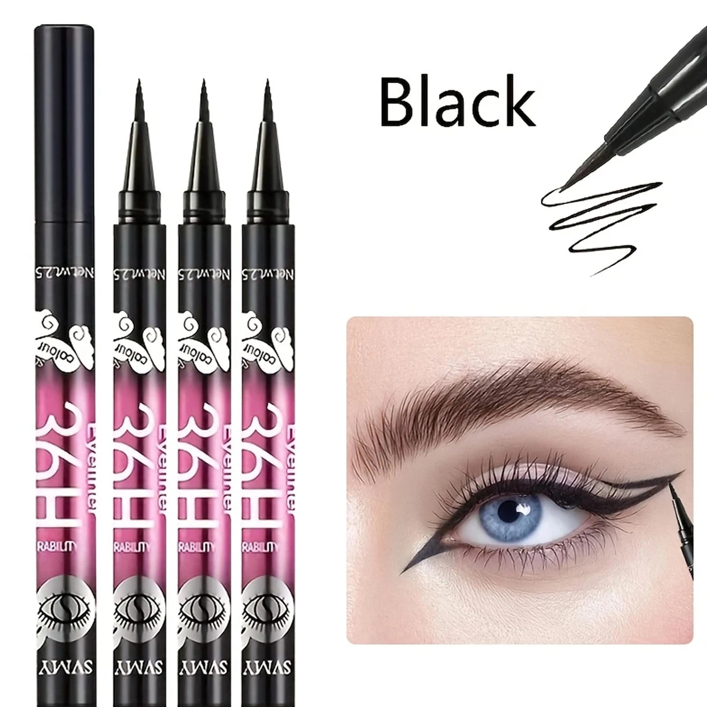 Matite per eyeliner nere impermeabili da 3 pezzi/5 pezzi, trucco per occhi a prova di sbavature, a lunga durata e adatto ai principianti