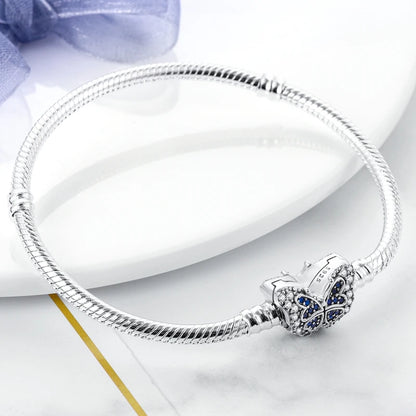 Bracciale originale in argento sterling 925 con ciondoli 17-20CM Bracciale con zirconi a forma di cuore d'amore per le donne Regali di gioielli con ciondoli fai da te