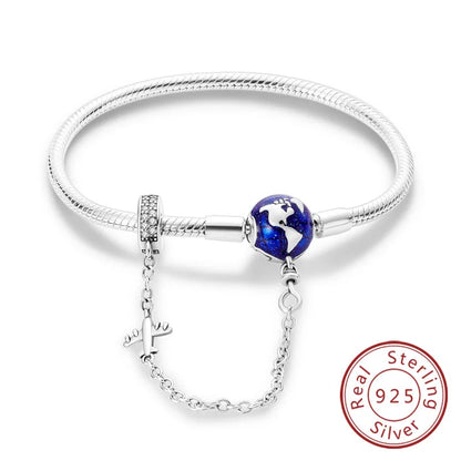 Bracciale originale in argento sterling 925 con ciondoli 17-20CM Bracciale con zirconi a forma di cuore d'amore per le donne Regali di gioielli con ciondoli fai da te