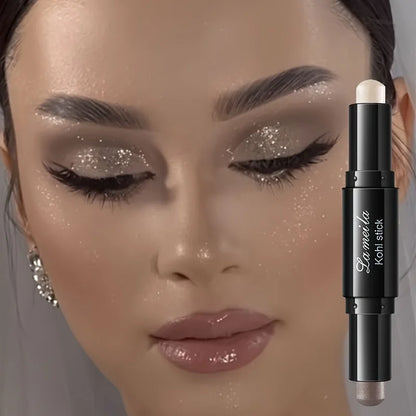 Ombretto a doppia testa Stick colorato luccicante marrone crema occhi altamente impermeabile ombretto matita trucco cosmetico a lunga durata