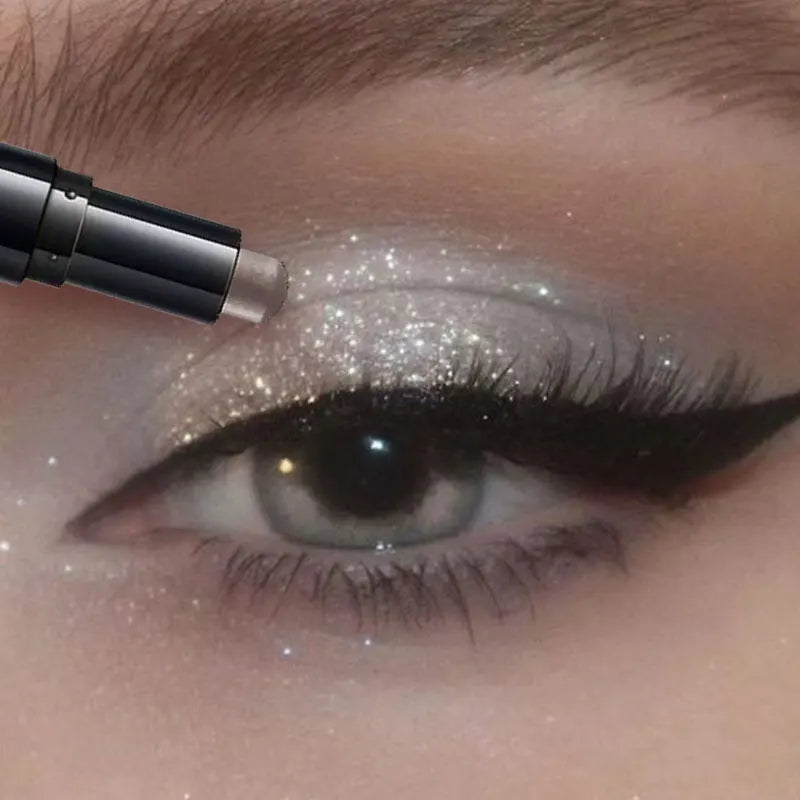 Ombretto a doppia testa Stick colorato luccicante marrone crema occhi altamente impermeabile ombretto matita trucco cosmetico a lunga durata