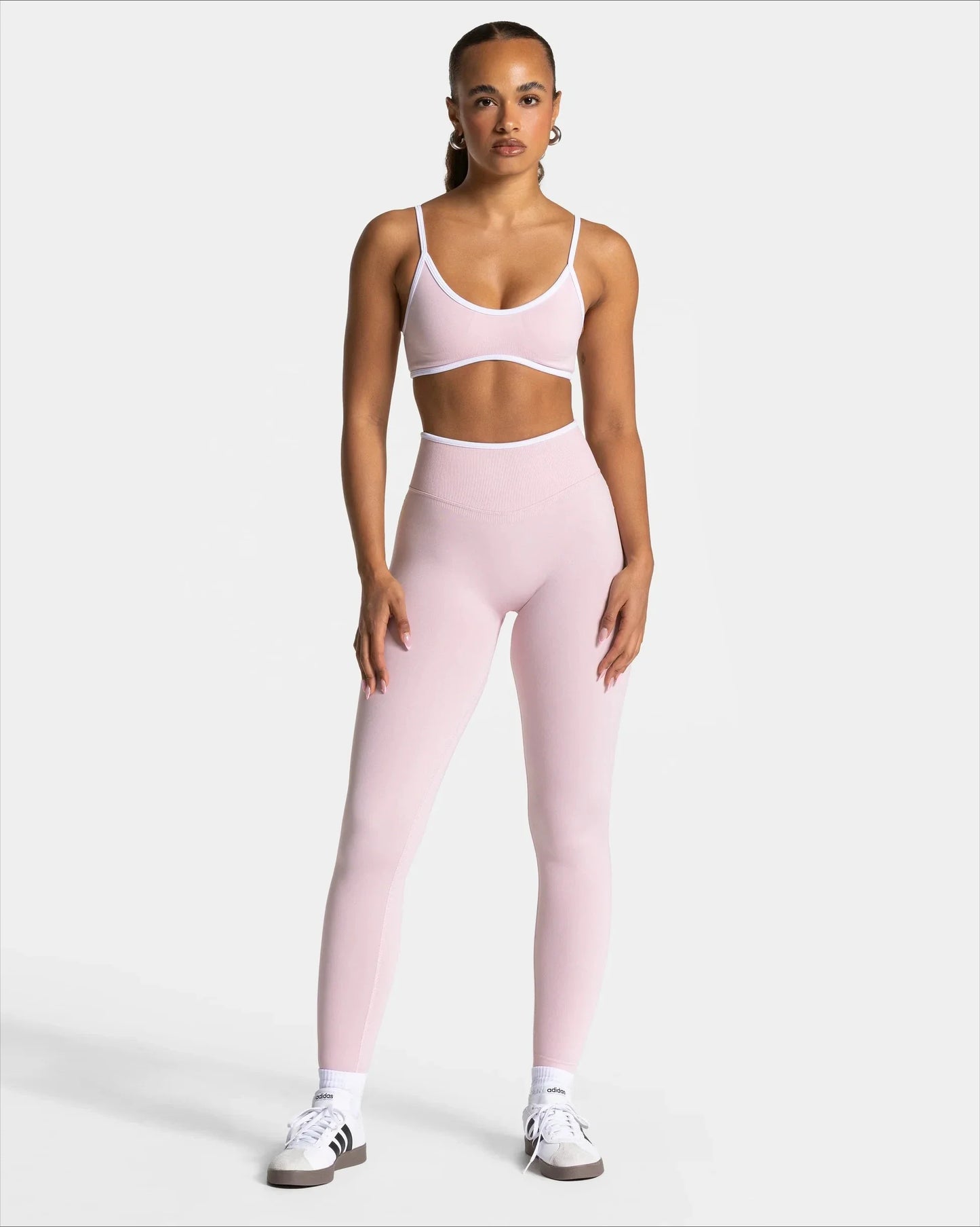 Women's Seamless Gym Solid Color Sports Pants White Edge Waist Tight High Waist Hip Lifting Yoga Pants Running Exercise Pants