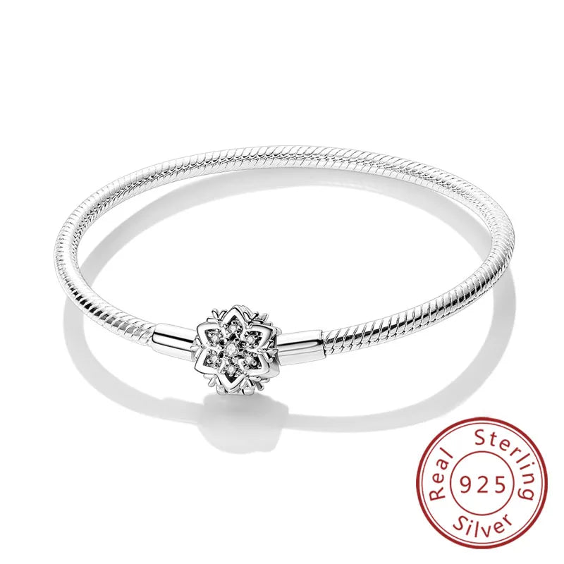 Bracciale originale in argento sterling 925 con ciondoli 17-20CM Bracciale con zirconi a forma di cuore d'amore per le donne Regali di gioielli con ciondoli fai da te