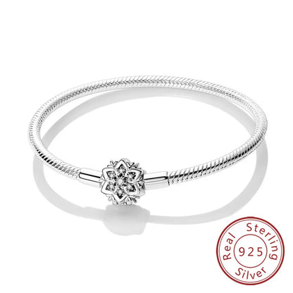 Bracciale originale in argento sterling 925 con ciondoli 17-20CM Bracciale con zirconi a forma di cuore d'amore per le donne Regali di gioielli con ciondoli fai da te