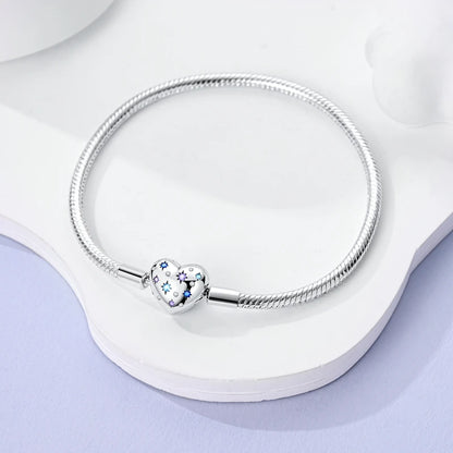 Bracciale originale in argento sterling 925 con ciondoli 17-20CM Bracciale con zirconi a forma di cuore d'amore per le donne Regali di gioielli con ciondoli fai da te