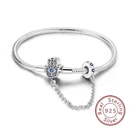 Bracciale originale in argento sterling 925 con ciondoli 17-20CM Bracciale con zirconi a forma di cuore d'amore per le donne Regali di gioielli con ciondoli fai da te