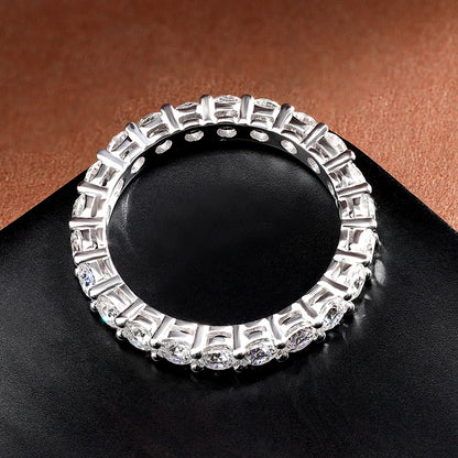 KNOBSPIN Anello Moissanite rotondo da 3 mm Placcato in oro bianco 18 carati Argento sterling 925 Gioielleria raffinata Anelli di fidanzamento per matrimonio per donna Uomo