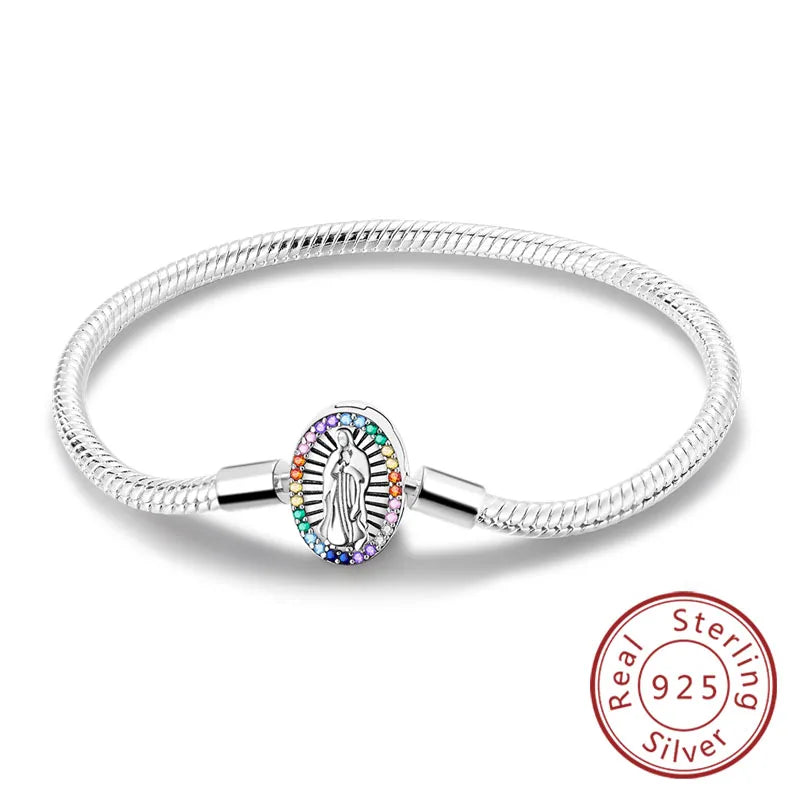 Bracciale originale in argento sterling 925 con ciondoli 17-20CM Bracciale con zirconi a forma di cuore d'amore per le donne Regali di gioielli con ciondoli fai da te