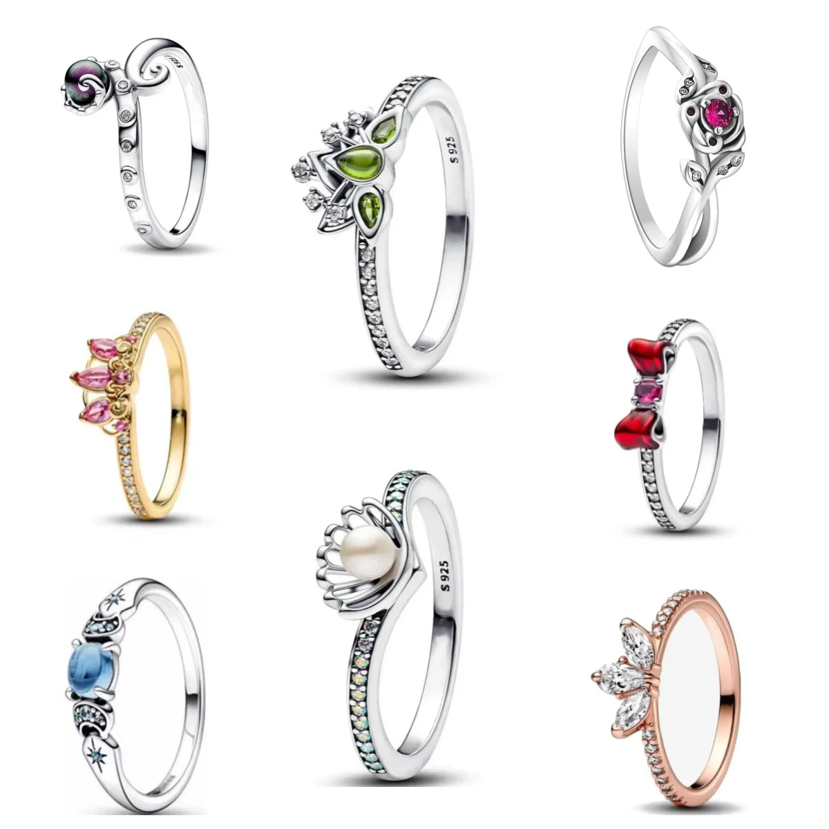 Anello principessa affascinante in argento sterling 925 alla moda misura 6 7 8 9 accessorio di lusso in cristallo da sposa originale da donna