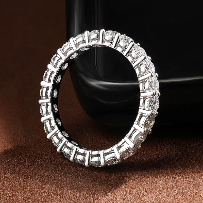 KNOBSPIN Anello Moissanite rotondo da 3 mm Placcato in oro bianco 18 carati Argento sterling 925 Gioielleria raffinata Anelli di fidanzamento per matrimonio per donna Uomo