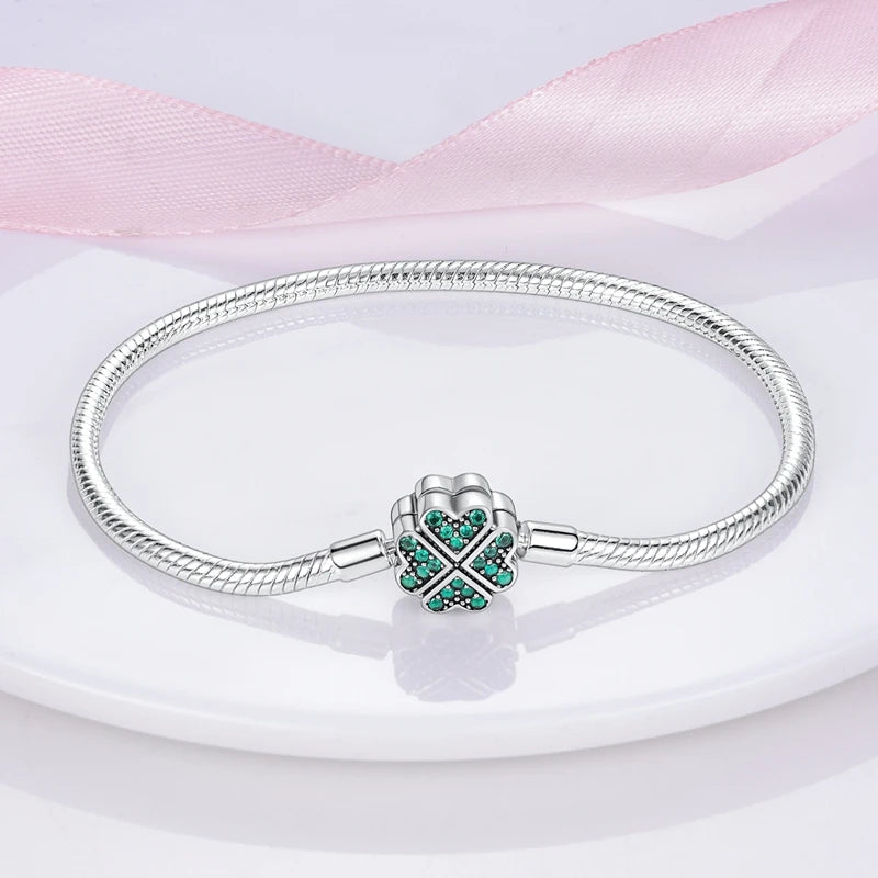 Bracciale originale in argento sterling 925 con ciondoli 17-20CM Bracciale con zirconi a forma di cuore d'amore per le donne Regali di gioielli con ciondoli fai da te