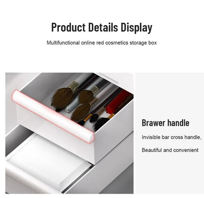 1 scatola portaoggetti per trucco con cassetto bianco, organizer in plastica per cosmetici, cura della pelle, tavolo da toeletta, dormitorio da tavolo