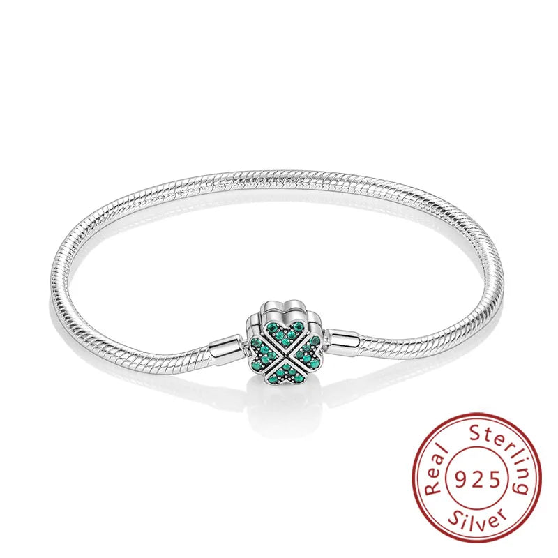 Bracciale originale in argento sterling 925 con ciondoli 17-20CM Bracciale con zirconi a forma di cuore d'amore per le donne Regali di gioielli con ciondoli fai da te