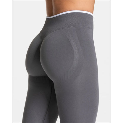 Women's Seamless Gym Solid Color Sports Pants White Edge Waist Tight High Waist Hip Lifting Yoga Pants Running Exercise Pants