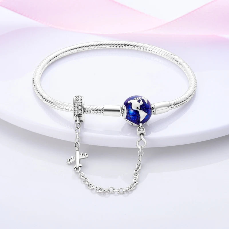 Bracciale originale in argento sterling 925 con ciondoli 17-20CM Bracciale con zirconi a forma di cuore d'amore per le donne Regali di gioielli con ciondoli fai da te