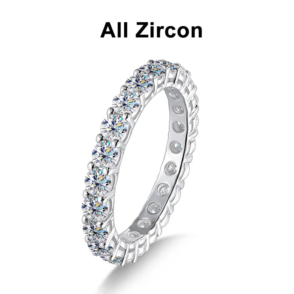 KNOBSPIN Anello Moissanite rotondo da 3 mm Placcato in oro bianco 18 carati Argento sterling 925 Gioielleria raffinata Anelli di fidanzamento per matrimonio per donna Uomo