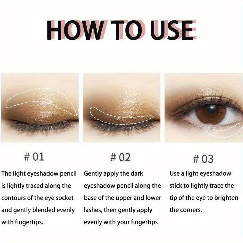 Ombretto a doppia testa Stick colorato luccicante marrone crema occhi altamente impermeabile ombretto matita trucco cosmetico a lunga durata