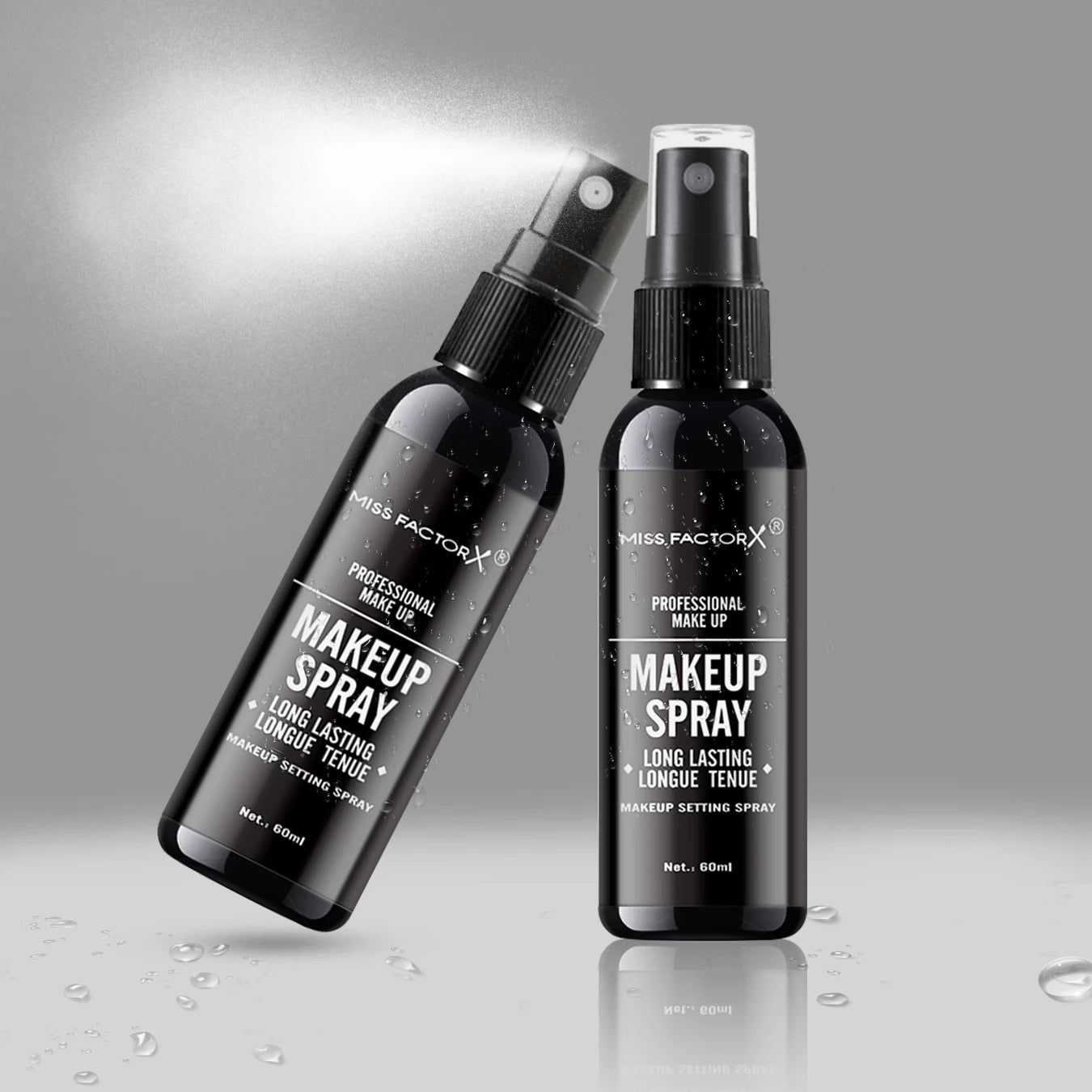 Spray professionale per il trucco del viso duraturo da 60 ml, impermeabile, anti-sudore, controllo dell'olio, formula per tintura anti-halo, trucco opaco