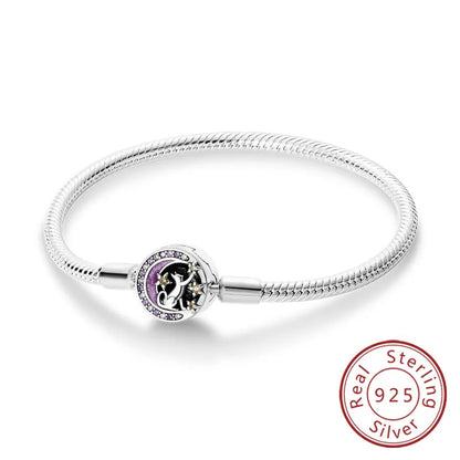 Bracciale originale in argento sterling 925 con ciondoli 17-20CM Bracciale con zirconi a forma di cuore d'amore per le donne Regali di gioielli con ciondoli fai da te